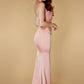 Jarlo Lisa strapless pink satin maxi with train