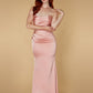 Jarlo Lisa strapless pink satin maxi with train