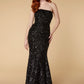 Jarlo Nera strapless black sequin maxi with train