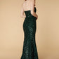 Nera Strapless Sequin Maxi with Train