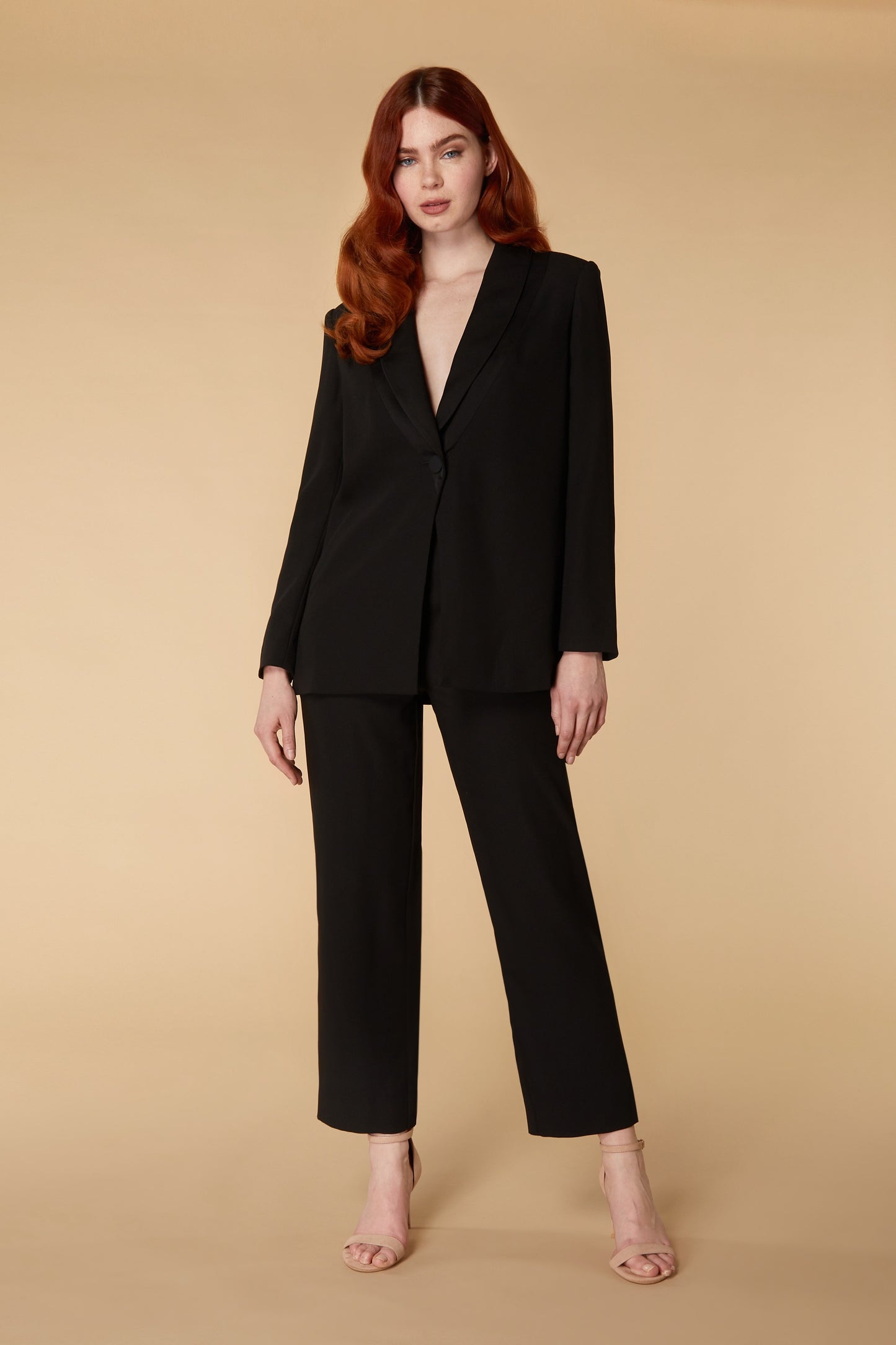 Naomi Satin Lapel Blazer and Trouser Two Piece Set