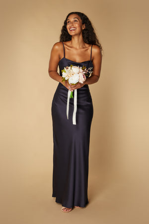 Jarlo tall cami strap maxi dress with button back detail in blue hotsell