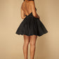 Lotus Halter Neck A-Line Mini Dress with Open Back
