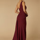 Jarlo Hazel One Shoulder Fishtail Burgundy Maxi Dress with Drape Detail