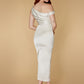 Jarlo ivory satin drop shoulder midi dress