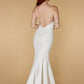 Jarlo Kaz ivory maxi dress with floral appliqué and open back