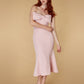 Jarlo Jaq strapless pink midi dress with bow bust detail
