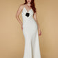 Jarlo white fishtail maxi dress with contrasting corsage detail
