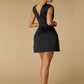 Jarlo Soph A-Line Black Satin Mini Dress with V Back
