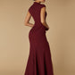 Jarlo Kip High Neck Burgundy Maxi Dress with Cap Sleeves