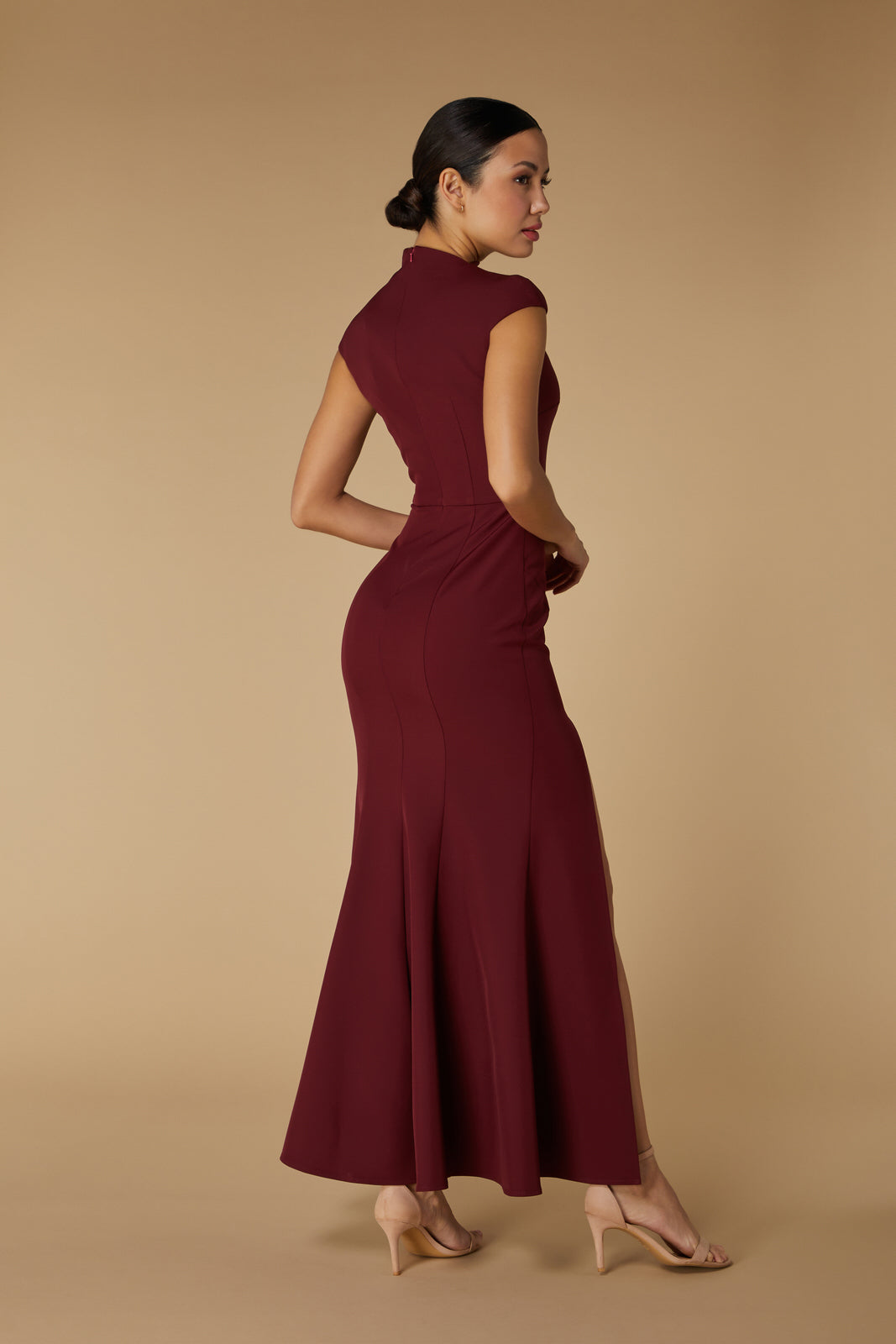 Kip High Neck Maxi Dress with Cap Sleeves