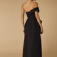 Jarlo Em Off Shoulder Black Maxi Dress with Draped Skirt Detail