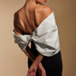 Ava Off Shoulder Midi Dress with Sculpted Monochrome Detail