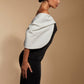 Ava Off Shoulder Midi Dress with Sculpted Monochrome Detail