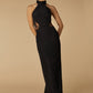 Jarlo Izzy High Neck Black Maxi Dress with Lace Waist Detail