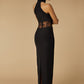 Jarlo Izzy High Neck Black Maxi Dress with Lace Waist Detail