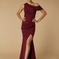 Jarlo Morgan Drop Shoulder Fishtail Burgundy Maxi Dress