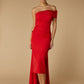 Jarlo Greer Off Shoulder Red Midi Dress with Drape Detail