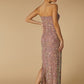 Jarlo Clement One Shoulder Champagne Sequin Maxi Dress