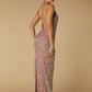 Jarlo Yolanda High Neck Champagne Sequin Maxi Dress with Back Strap Detail