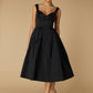 Jarlo Rene A-Line Black Midi Dress with Sweetheart Neckline