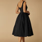 Jarlo Rene A-Line Black Midi Dress with Sweetheart Neckline