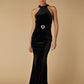 Delta Halter Neck Maxi Dress with Embellished Heart Detail