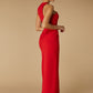 Jarlo Sharon High Neck Red Maxi Dress with Cut Out detail