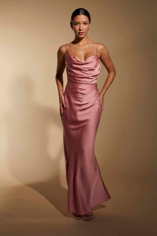 Aurora Cowl Back Maxi Dress with Lace Detail
