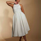 Denise Pleated A-Line Midi Dress with Halter Neckline