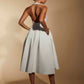Denise Pleated A-Line Midi Dress with Halter Neckline