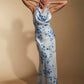 Noelle Cowl Front Print Maxi Dress