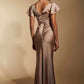 Isla Empire Line Satin Maxi Dress with Bell Sleeves