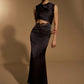 Naomi Satin Maxi Dress with Waist Cut Out Detail