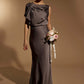 Lee Satin Maxi Dress with Draped Sleeve