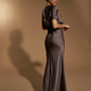 Lee Satin Maxi Dress with Draped Sleeve