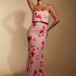 Pia Strapless Print Maxi Dress With Overlay