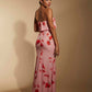 Pia Strapless Print Maxi Dress With Overlay