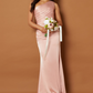 Jarlo Levi one shoulder pink satin maxi dress with pleat detail