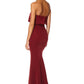 Jarlo burgundy strapless maxi dress with bust overlay