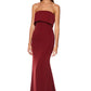 Jarlo burgundy strapless maxi dress with bust overlay