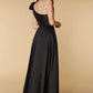 Jarlo one shoulder black maxi dress with bow detail