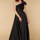 Jarlo one shoulder black maxi dress with bow detail