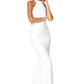 Jarlo ivory halter neck fishtail maxi dress