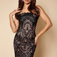 Jarlo Victoria all over black lace strapless midi dress