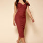 Jarlo Skye bronze midi dress with one shoulder sleeve