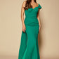 Emery Chiffon Ruched Maxi Dress with One Shoulder Sleeve