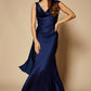 Gabriella Cowl Neck Fishtail Gown with Open Back