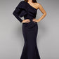 Jarlo Lexy one shoulder puff long sleeve navy scuba maxi dress