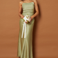 Jarlo green satin maxi dress with cami straps